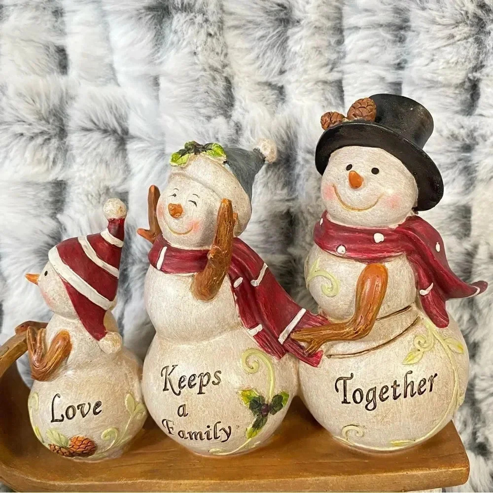 Resin Snowman Family “Love Keeps A‎ Family Together” Figurine Holiday Decor - Picture 2 of 7